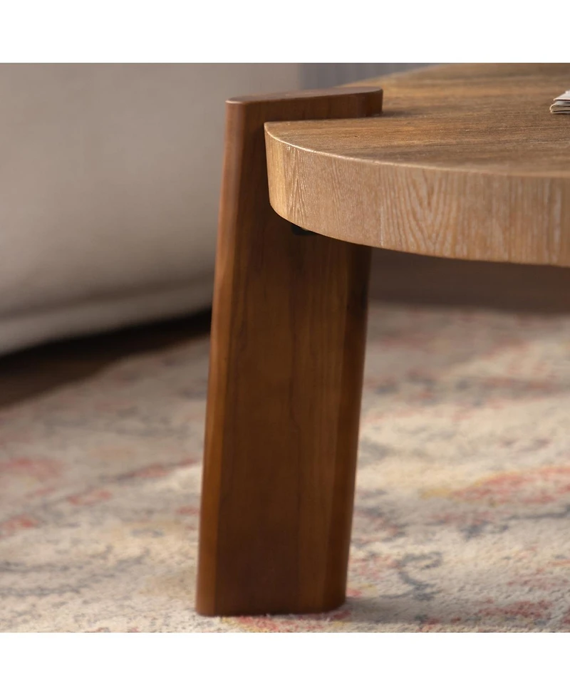 Streamdale Furniture 36.61" Round Herringbone Solid Wood Coffee Table with Tapered Legs