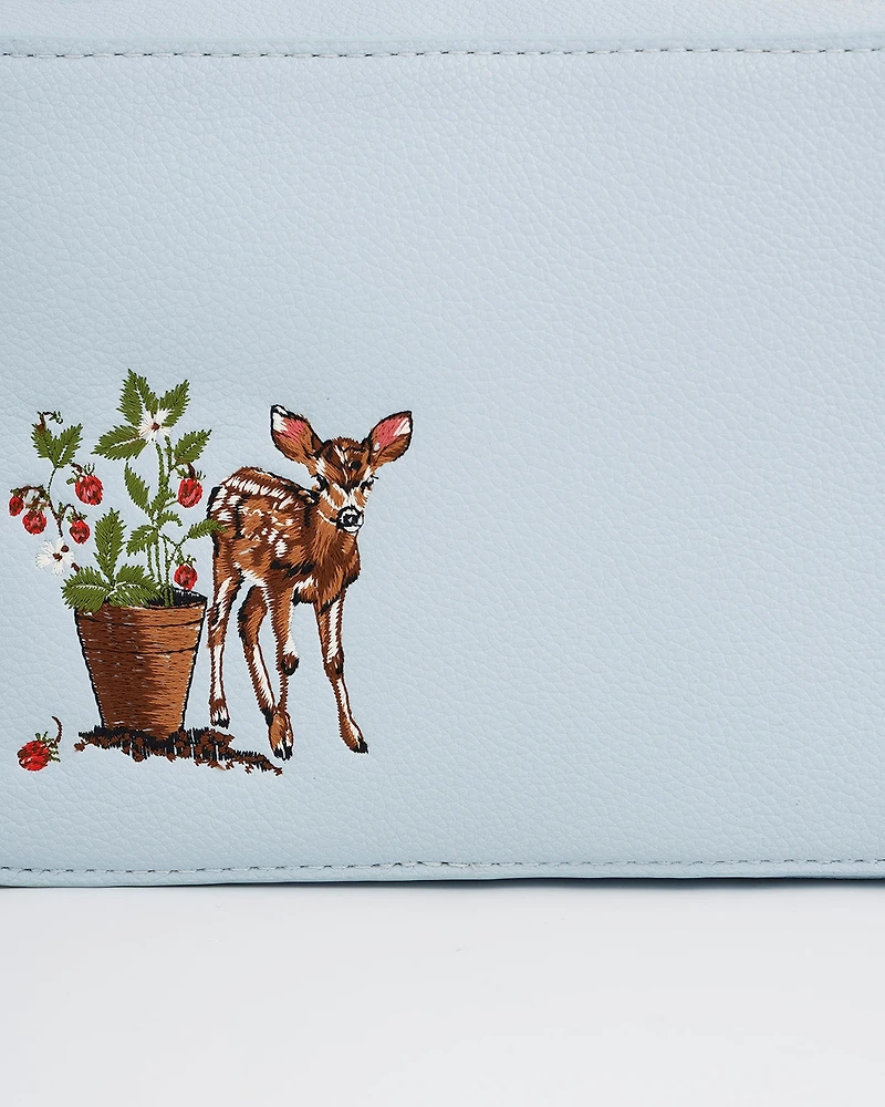 Fable England Women's Strawberry and Fawn Embroidered Camera Bag