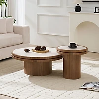 Streamdale Furniture 19.49" and 35.43" Sintered Stone Round Coffee Table Set