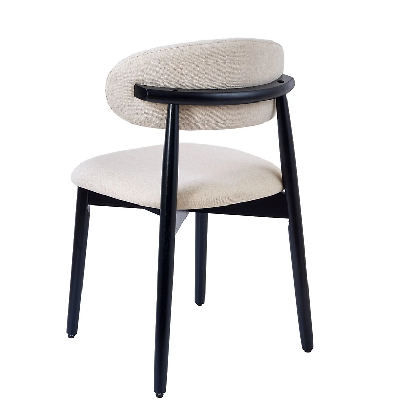 Streamdale Furniture Cotton-Linen Upholstered Dining Chairs with Black Wood Legs, Set of 4
