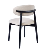 Streamdale Furniture Cotton-Linen Upholstered Dining Chairs with Black Wood Legs, Set of 4