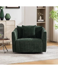 Streamdale Furniture Upholstered 0degree Swivel Barrel Chair and Half with Pillows