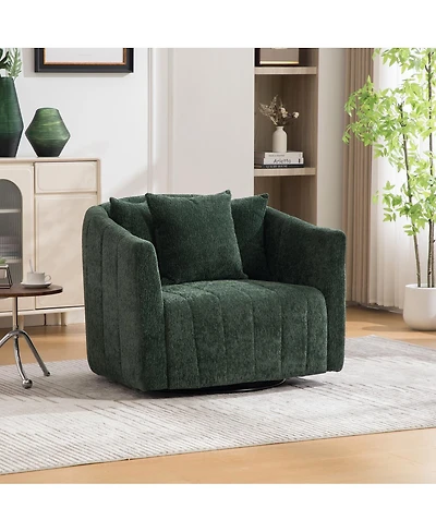Streamdale Furniture Upholstered 0degree Swivel Barrel Chair and Half with Pillows