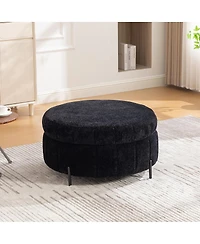 Streamdale Furniture 31.3" Upholstered Round Storage Ottoman with Reversible Lid