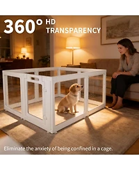 Streamdale Furniture Clear Acrylic 8-Panel Indoor Playpen for Puppies, Rabbits, and Cats