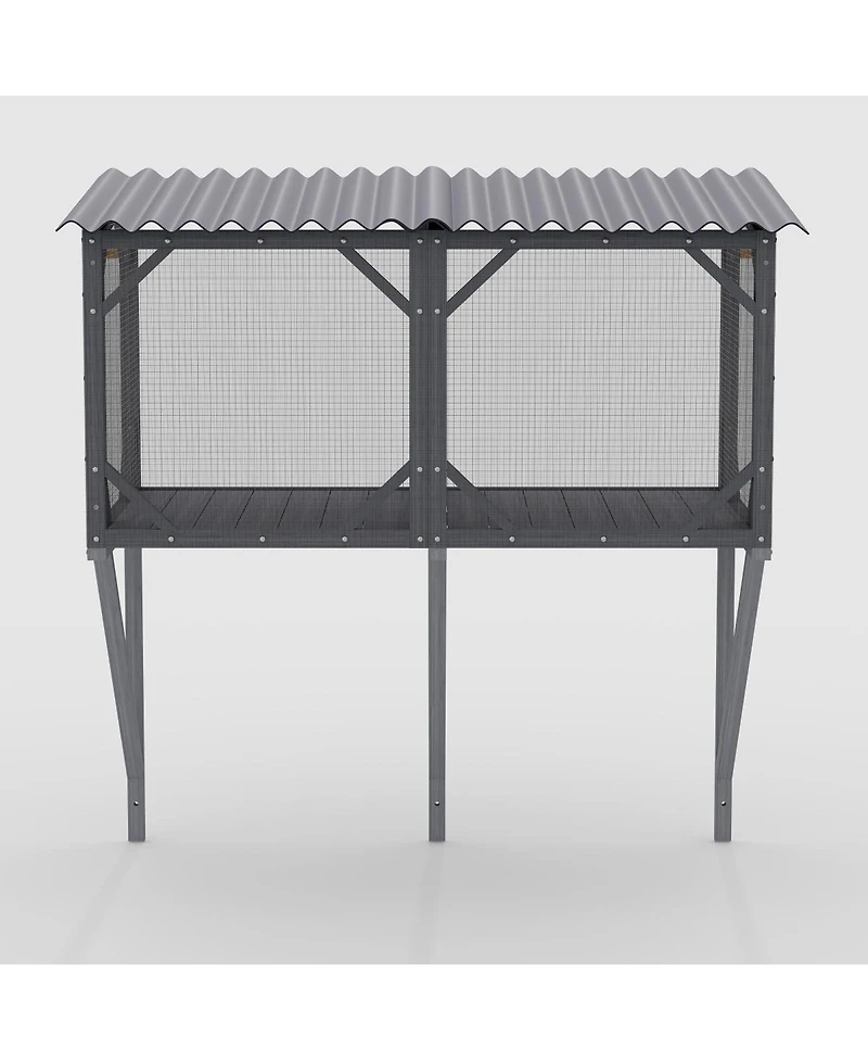 Streamdale Furniture 43.3" Outdoor Cat Window Box Enclosure with Bug-Proof Net