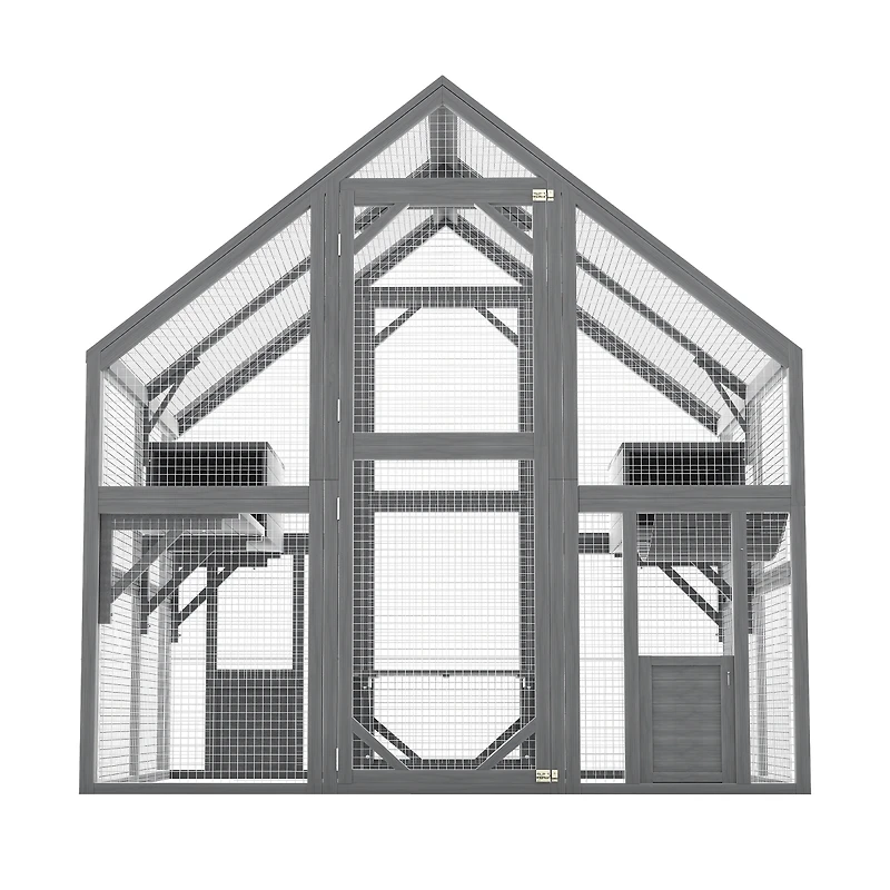 Streamdale Furniture Large Wooden Outdoor Cat Enclosure with Platforms, Resting Boxes, and Canopy