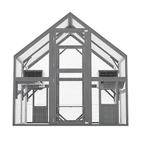 Streamdale Furniture Large Wooden Outdoor Cat Enclosure with Platforms, Resting Boxes, and Canopy