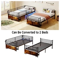 Streamdale Furniture Metal Bunk Bed with Usb Charging Station, Storage, and Safety Guardrails