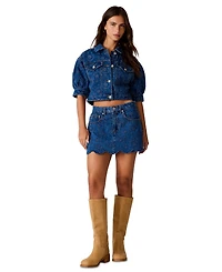 Steve Madden Women's Serafina Puff-Sleeve Denim Jacket