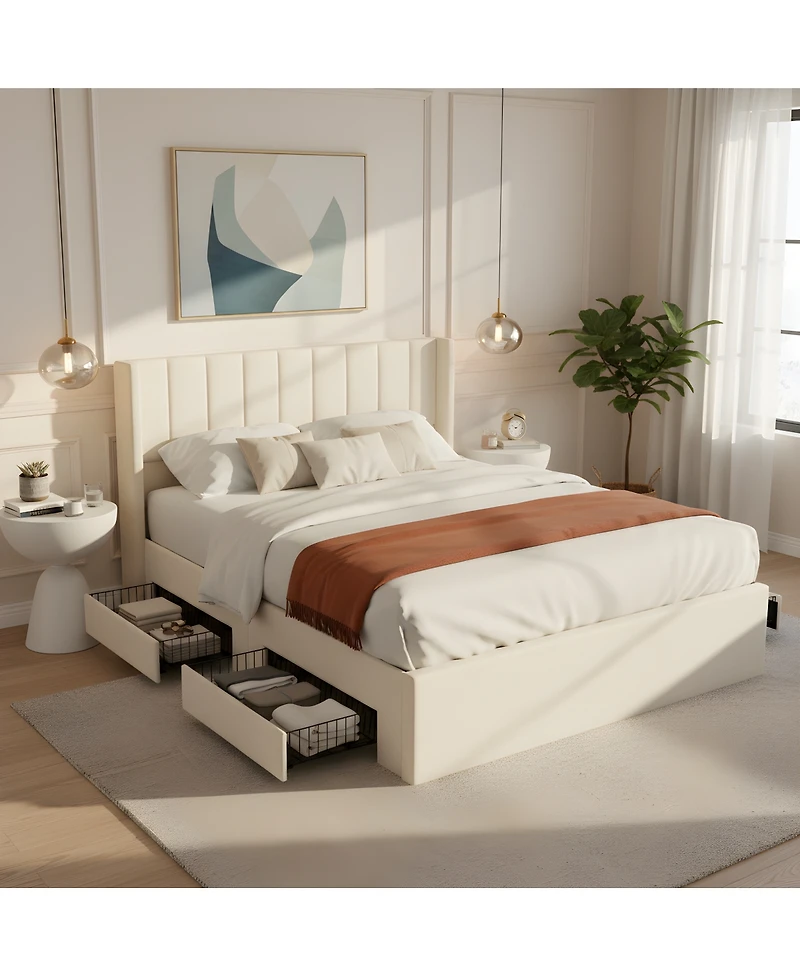 Streamdale Furniture Large-capacity upholstered storage bed with drawers