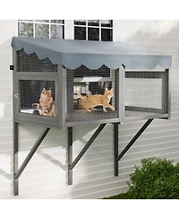 Streamdale Furniture Expandable Wooden Window Catio Enclosure for Indoor Cats