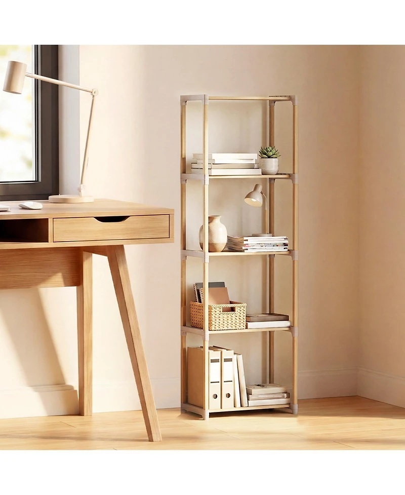 Gymax 2 Piece -Tier Bookshelf with Open Shelves Freestanding Storage Organizer for Home