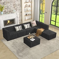 Streamdale Furniture Modern Minimalist Corduroy Sectional Sofa