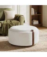 Streamdale Furniture 29" Round Storage Ottoman with Reversible Lids and Caster Wheels