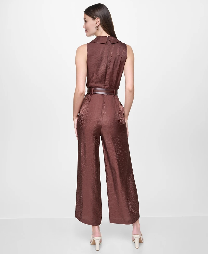 Dkny Women's Sleeveless Belted Jumpsuit