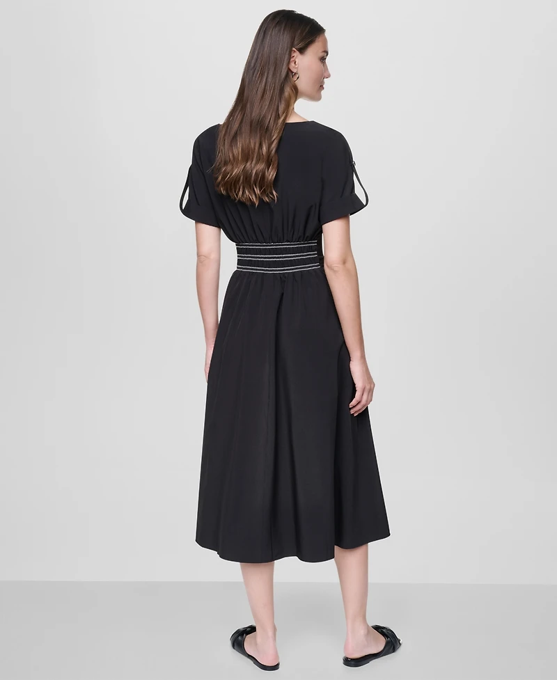 Dkny Women's Smocked Waist Midi Dress