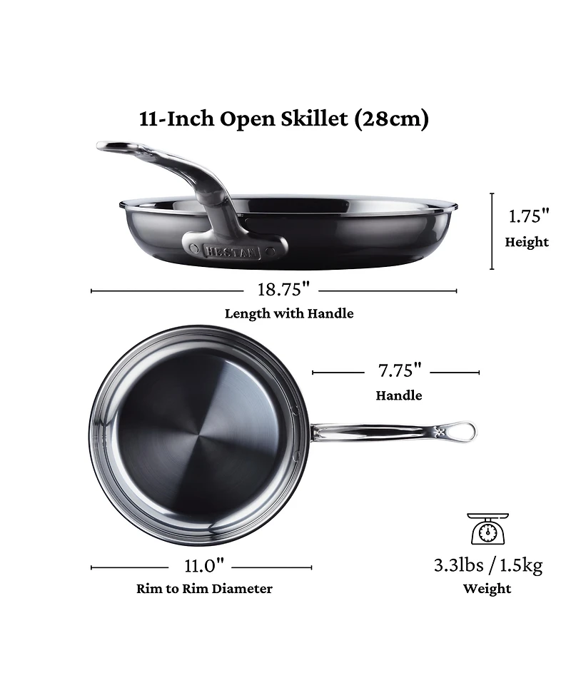 Hestan NanoBond Titanium Stainless Steel 11" Open Skillet