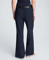 Kenneth Cole Women's Pinstripe Belted Flare Pants