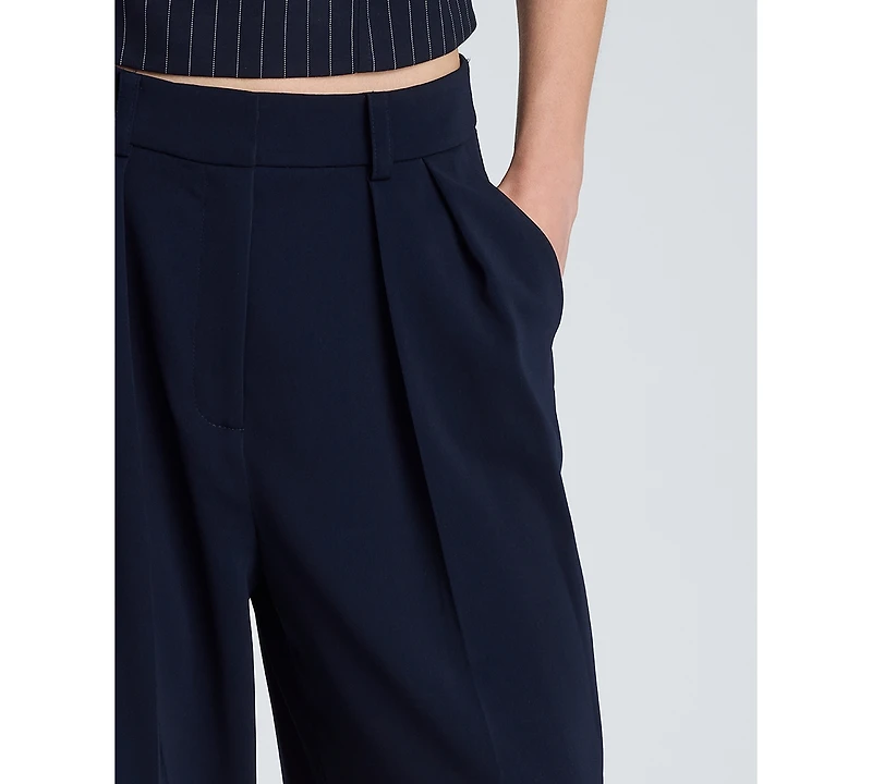 Kenneth Cole Women's High-Rise Wide Leg Pleated Pants
