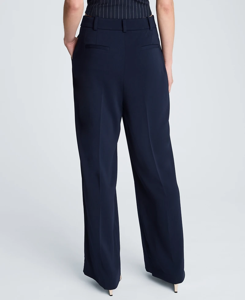 Kenneth Cole Women's High-Rise Wide Leg Pleated Pants