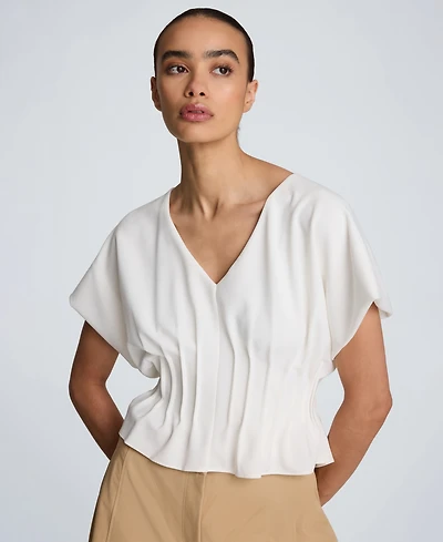Kenneth Cole Women's Pleated V-Neck Top