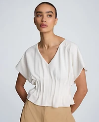 Kenneth Cole Women's Pleated V-Neck Top