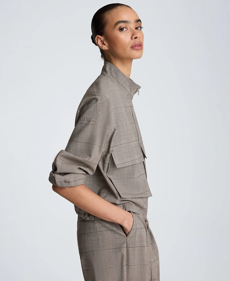 Kenneth Cole Women's Drawcord Flap Pocket Windbreaker Jacket