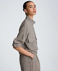 Kenneth Cole Women's Drawcord Flap Pocket Windbreaker Jacket