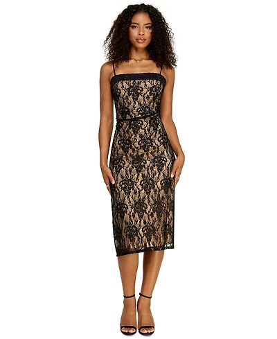 Emerald Sundae Juniors' Lace Square Neck Midi Dress