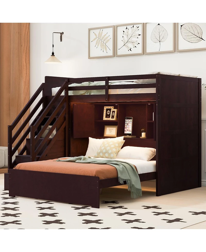 Streamdale Furniture Bunk Bed with Storage Stairs, Wardrobe,Usb