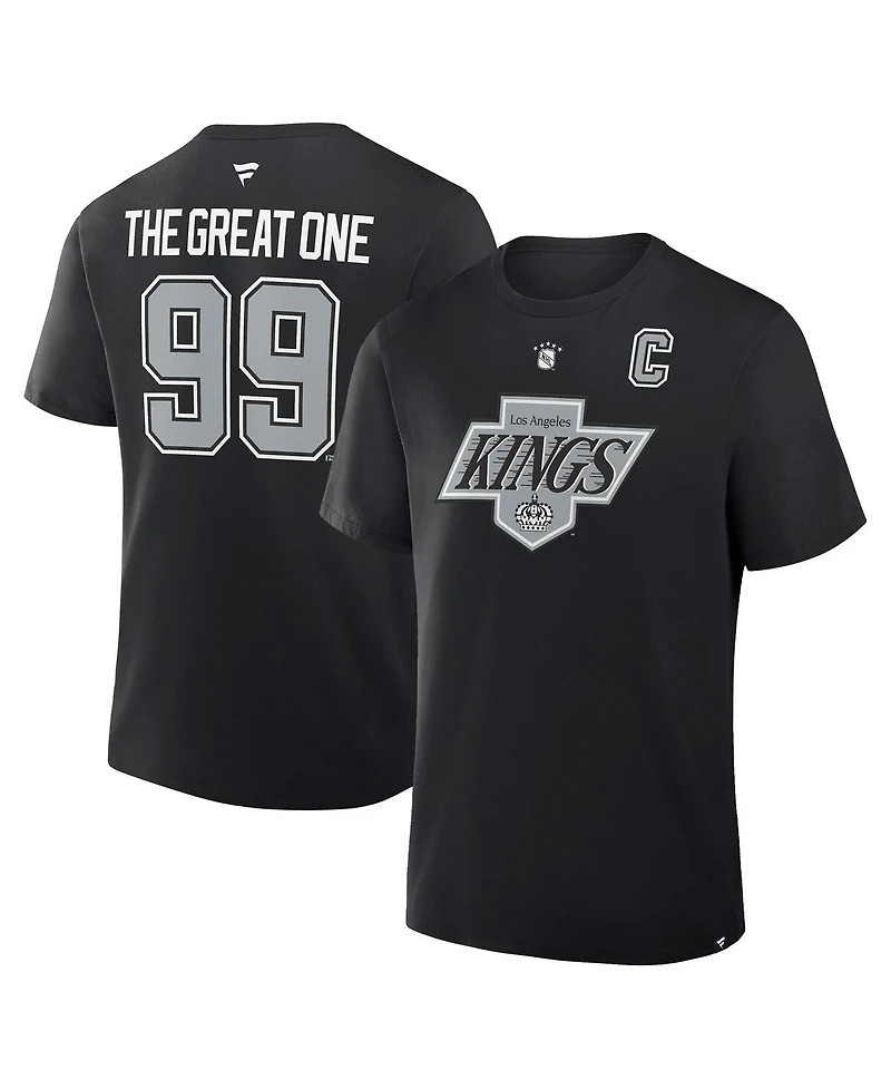 Fanatics Men's Wayne Gretzky Black Los Angeles Kings Retired Player Nickname T-Shirt