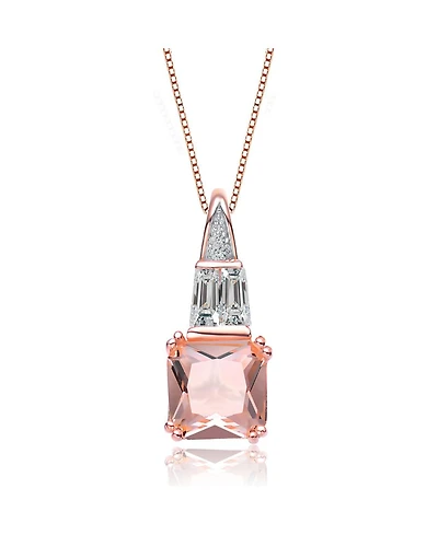 Genevive 18K Rose Gold Plated Cubic Zirconia Pendant Necklace