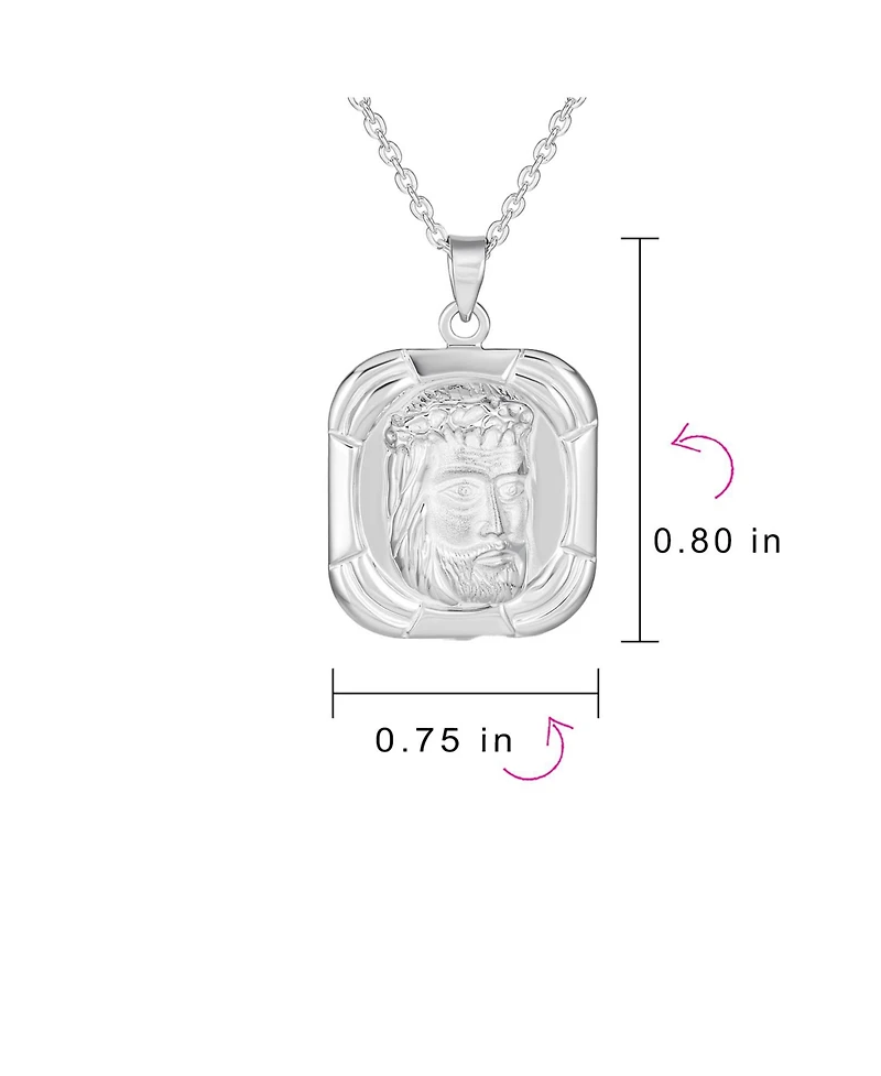 Bling Jewelry Religious Face of Jesus Pendant Necklace Medallion Dog Tag .925 Sterling Silver