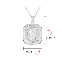 Bling Jewelry Religious Face of Jesus Pendant Necklace Medallion Dog Tag .925 Sterling Silver