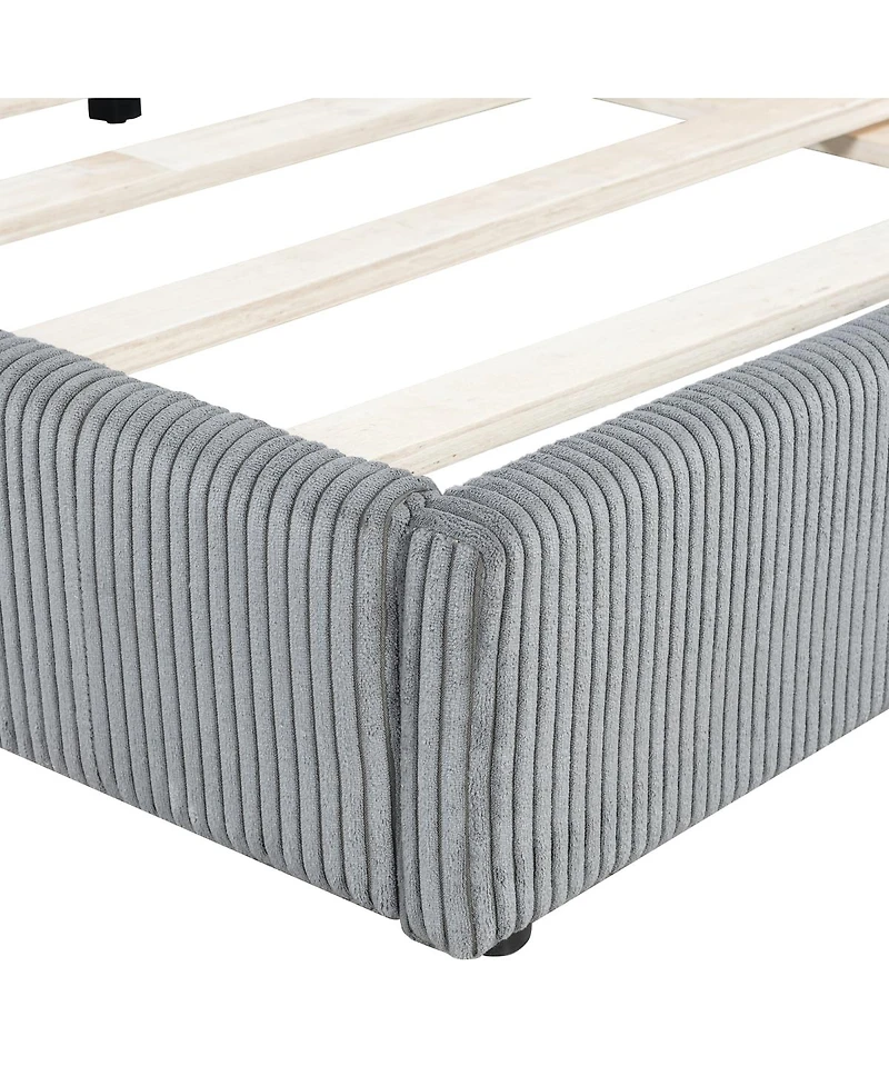 Streamdale Furniture Full Size L-Shaped Corduroy Daybed Upholstered Daybed
