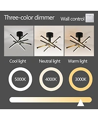 Midola 12 Inch Modern Led Ceiling Light, Geometric Starburst Design with Black Finish for Living Room, Bedroom, and Hallways