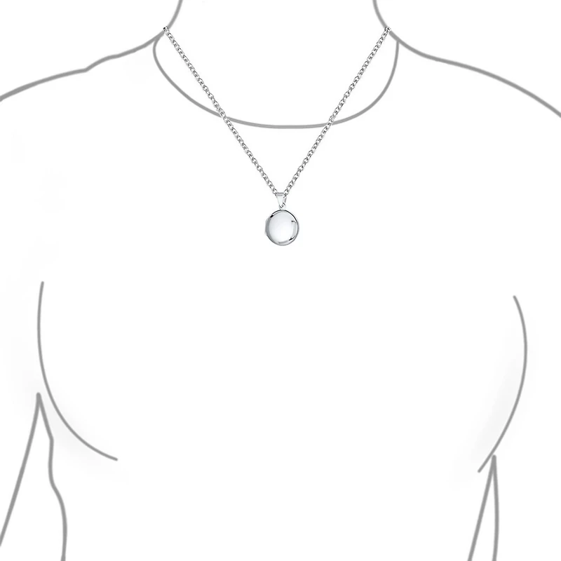 Bling Jewelry Simple Round Photo Locket Necklace Medium Dome Circle Holds Pictures .925 Sterling Silver