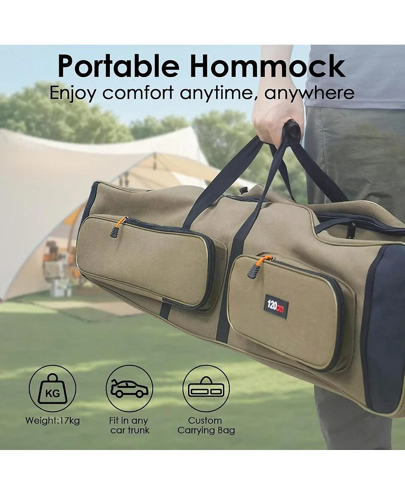 Streamdale Furniture Portable Outdoor Hammock with Quick-Fold Stand, Sunshade, and Storage Bag