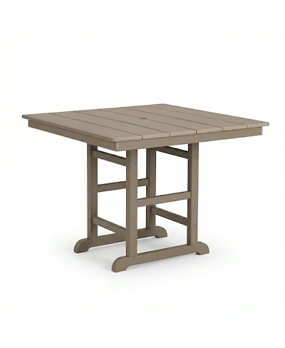 Streamdale Furniture Weathered Wood Hdpe Folding Square Patio Dining Table, 37.8" x 37.8" x 29.5