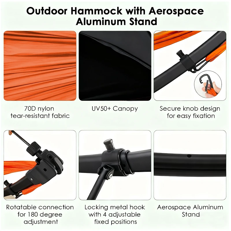 Streamdale Furniture Portable Outdoor Hammock with Quick-Fold Stand, Sunshade, and Storage Bag