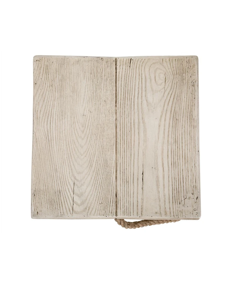 Streamdale Furniture Outdoor Wood Grain Square Side Table with Braided Cord Detail