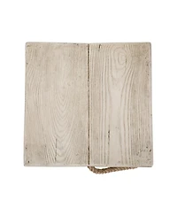 Streamdale Furniture Outdoor Wood Grain Square Side Table with Braided Cord Detail