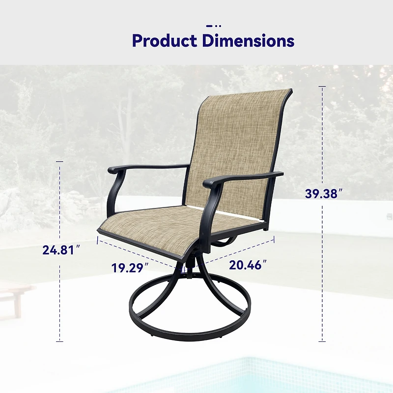 Streamdale Furniture 2-Piece Outdoor Swivel Textilene Patio Dining Chairs