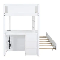 Streamdale Furniture Twin-Over-Twin Bunk Bed with Twin size Trundle, Storage and Desk