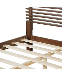 Streamdale Furniture Premium Solid Wood King Bed Frame, Walnut, 600lbs Capacity, No Box Spring Needed