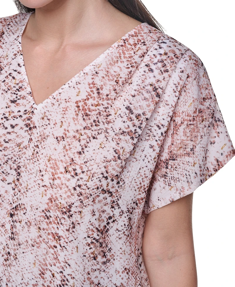 Calvin Klein Petite Short-Sleeve V-Neck Blouse