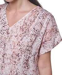 Calvin Klein Petite Short-Sleeve V-Neck Blouse