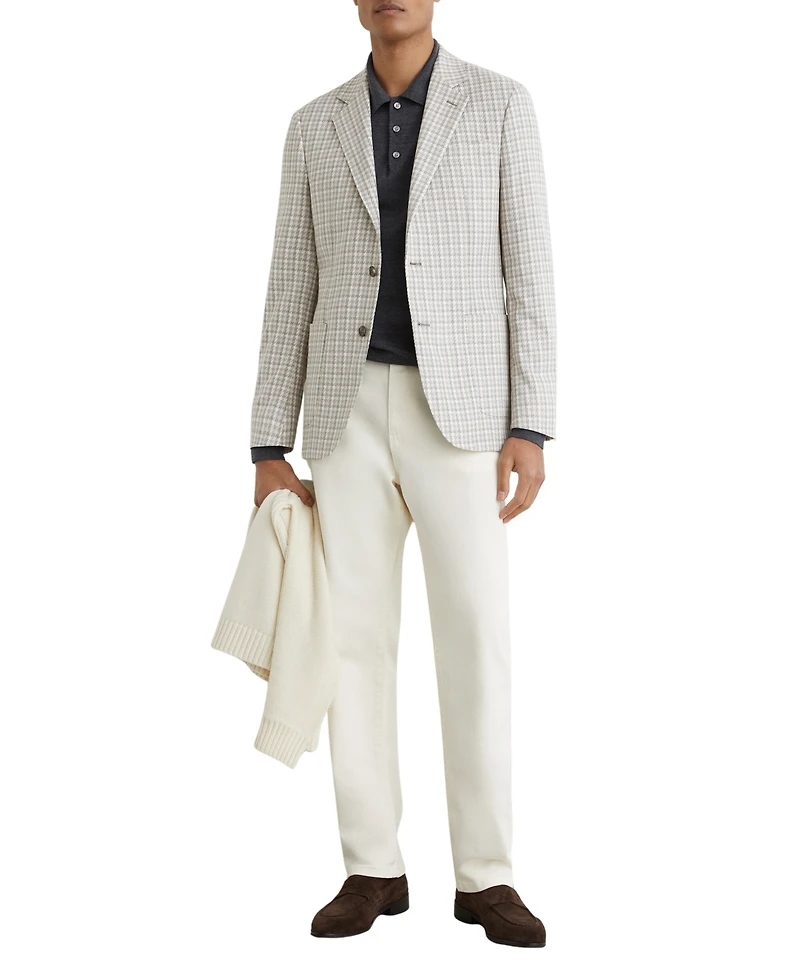 Reiss Men's Canty Tailored-Fit Houndstooth Single-Breasted Blazer