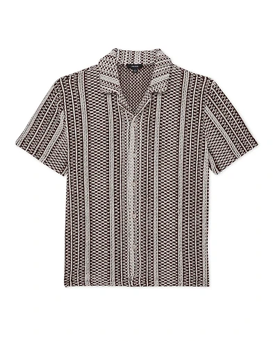 Reiss Men's Aetos Crochet Stripe Cuban-Collar Shirt